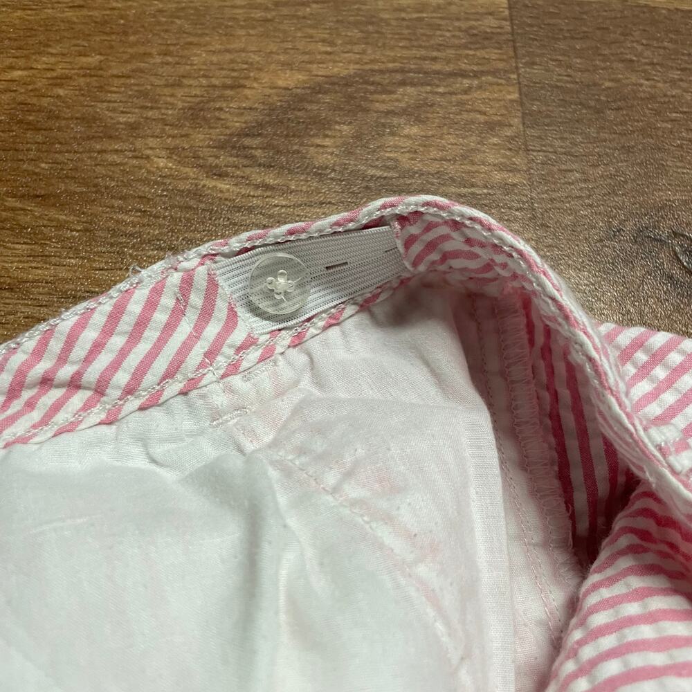 Lands End Girls Pink Seersucker Shorts Cuffed Size 10+ Cotton Casual Summer - Picture 6 of 9